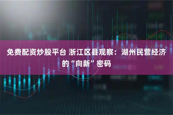 免费配资炒股平台 浙江区县观察：湖州民营经济的“向新”密码